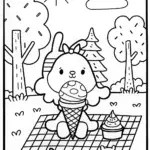 Ice Cream Picnic Adventure Coloring Page