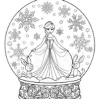 Elsa’s Enchanted Snow Globe Coloring Page