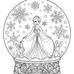 Elsa’s Enchanted Snow Globe Coloring Page