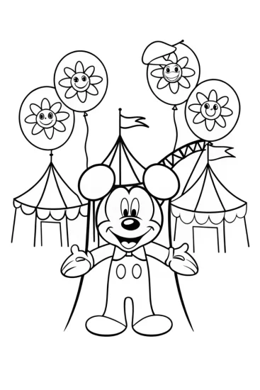 A coloring page of Mickey Mouse’s Enchanted Amusement Park Coloring Page