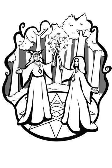 A coloring page of The Enchanted Summoning Circle Coloring Page