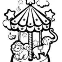 Rainbow Dreams Carousel Coloring Page