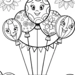 Whimsical Balloon Flower Festival Coloring Page