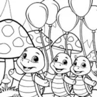 Whimsical Turtle Parade Coloring Page