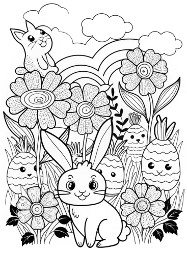 A coloring page of Banban’s Gardening Adventure Coloring Page