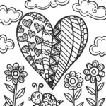 Heart Mosaic Garden Coloring Page