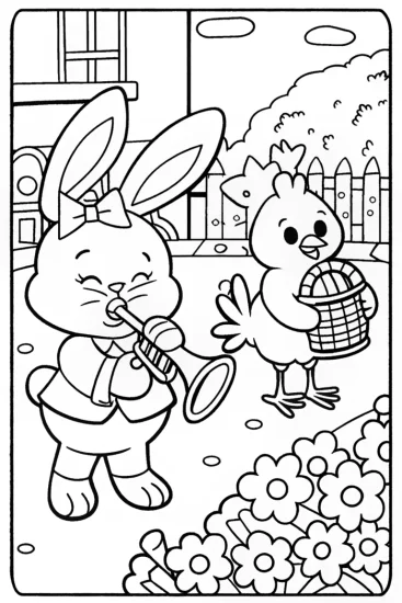 A coloring page of Easter Musical Parade Coloring Page