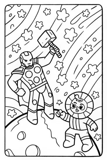 A coloring page of Avengers Galactic Rescue Coloring Page