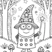 Minion Wizard’s Enchanted Forest Adventure Coloring Page