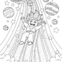Goku’s Galactic Slide Coloring Page