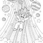 Goku’s Galactic Slide Coloring Page