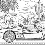 Lamborghini Oasis Adventure Coloring Page