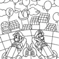 Mario and Luigi Sky Race Coloring Page