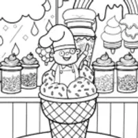 The Ice Cream Chef’s Dream Kitchen Coloring Page