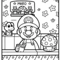 Mario’s Enchanted Bubble Tea Shop Coloring Page