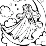 Barbie’s Dreamy Starry Night Coloring Page