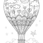 Whimsical heart journey through the stars coloring page