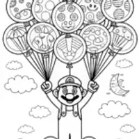 Mario’s Balloon Bonanza Coloring Page