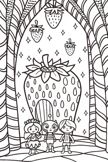 A coloring page of Strawberry Shortcake’s Berry Quest Coloring Page