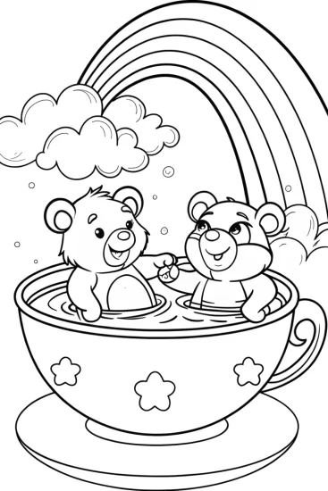 A coloring page of Care Bears’ Bubble Bath Adventure Coloring Page