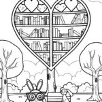 Heartfelt Library Coloring Page