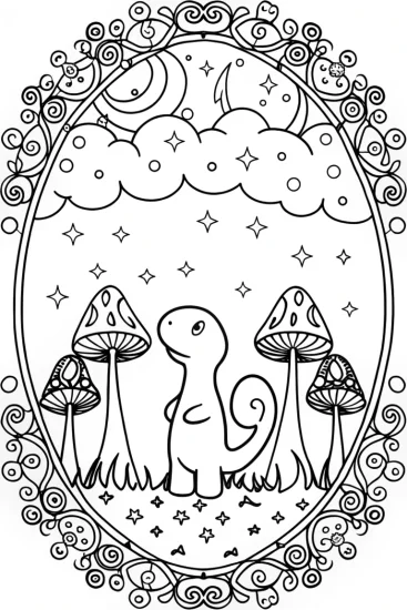 A coloring page of Charmander’s Starry Night Adventure Coloring Page
