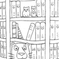 Panther in the Library of the Wild Coloring Page
