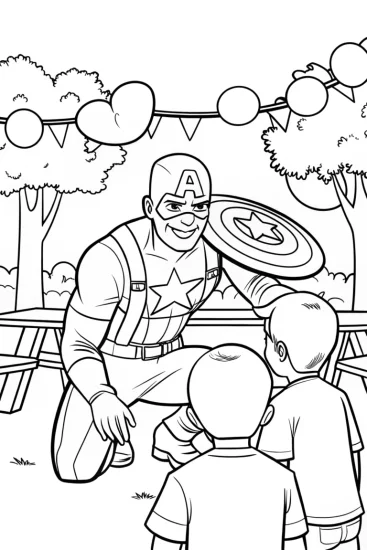 A coloring page of Captain America’s Unity Shield Coloring Page