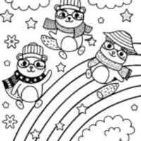 Rainbow Racing Ferrets Coloring Page