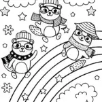 Rainbow Racing Ferrets Coloring Page