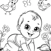 Baby’s joyful music garden quest coloring page