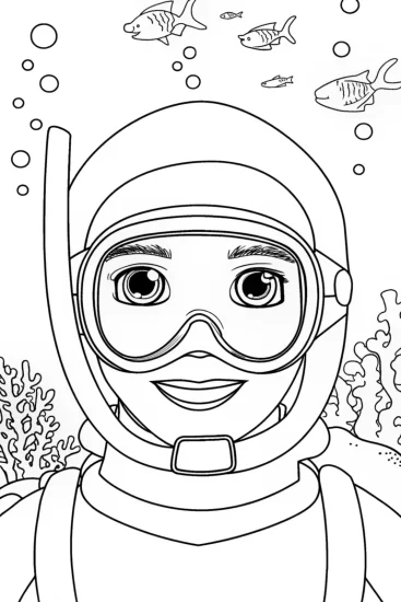 A coloring page of JJ’s Magical Underwater Adventure Coloring Page
