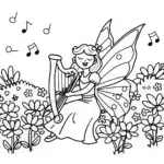 The Fairy Musician’s Garden Coloring Page