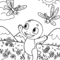 Charmander’s Dragonfly Dance Coloring Page