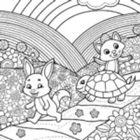 Rainbow Hike Adventure Coloring Page