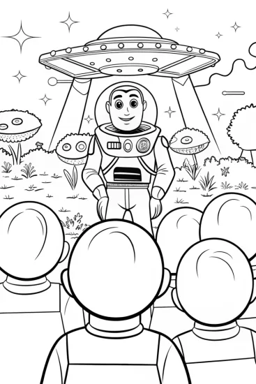 A coloring page of Buzz Lightyear’s Galactic Science Fair Coloring Page