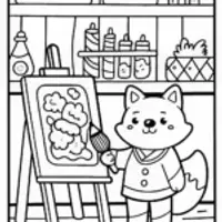 Cheerful Orange Fox Coloring Page