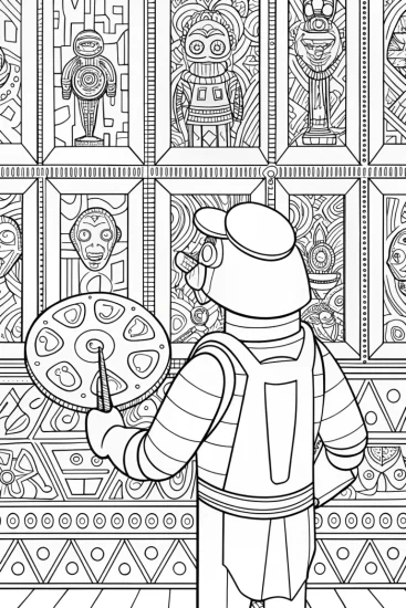 A coloring page of Buzz Lightyear’s Cosmic Art Gallery Coloring Page