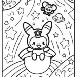 Kuromi’s Cosmic Adventure Coloring Page