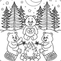 Care Bears Cozy Campfire Night Coloring Page