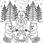 Care Bears Cozy Campfire Night Coloring Page