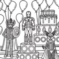 Avengers Costume Party Coloring Page