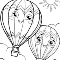 Lightning Bolt Hot Air Balloon Race Coloring Page