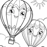 Lightning Bolt Hot Air Balloon Race Coloring Page