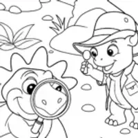 Triceratops and Parasaurolophus Detective Coloring Page
