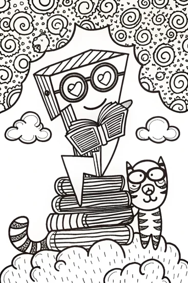 A coloring page of Lightning Bolt Bookworm Adventure Coloring Page