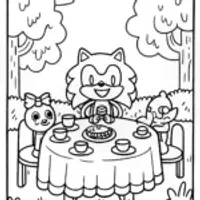 Sonic’s Whimsical Tea Party Coloring Page