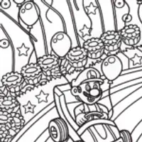 Mario Kart Parade Coloring Page