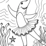Shark Ballet Underwater Coloring Page