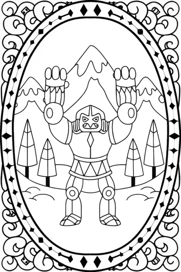 A coloring page of Regigigas and the Elemental Guardians Coloring Page